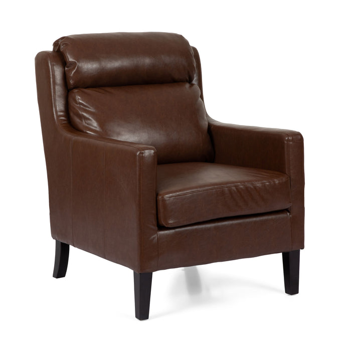 Contemporary Club Chair With Upholstered Fabric And Rubberwood Legs