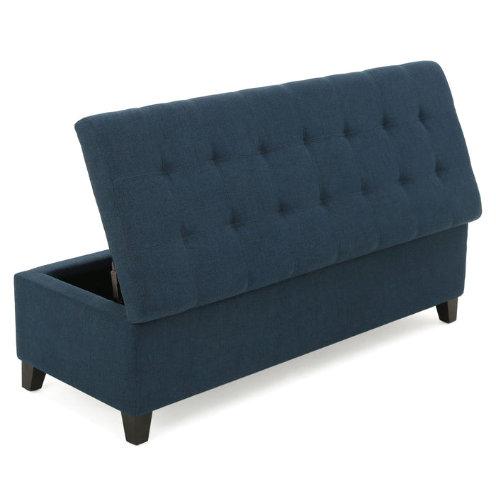 Nebulous - Fabric Upholstered Ottoman With Storage And Diamond Tufted Seat - Navy Blue
