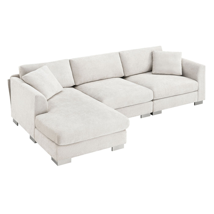 Modern Cloud Sectional Sofa L Shaped Luxury Couch Set With 2 Free Pillows 4 Seat With Oversized Chaise