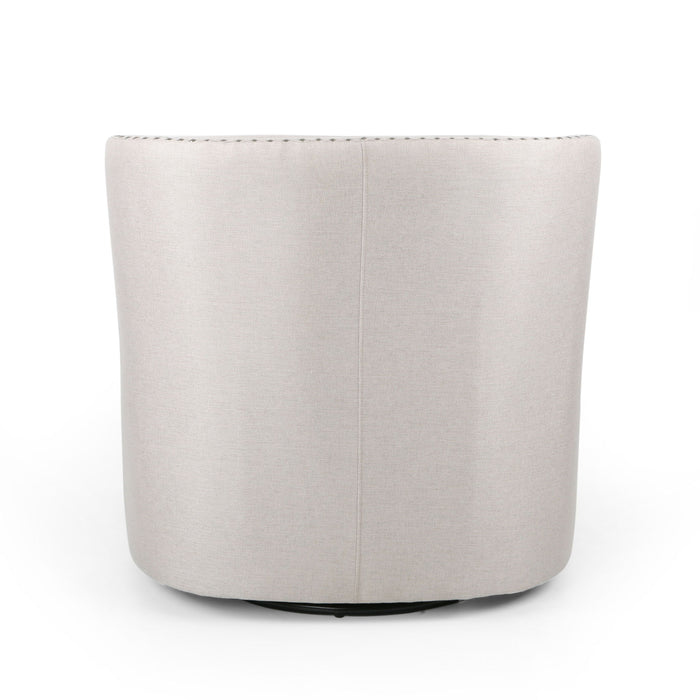 Modern Upholstered Swivel Club Chair With Nailhead Trim