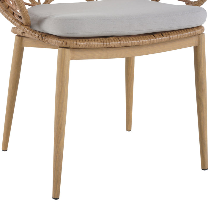 Kirk - Outdoor Patio 7 Pieces Chat Set With Wicker Chairs Cushions & Table - Beige / Light Brown / Teak