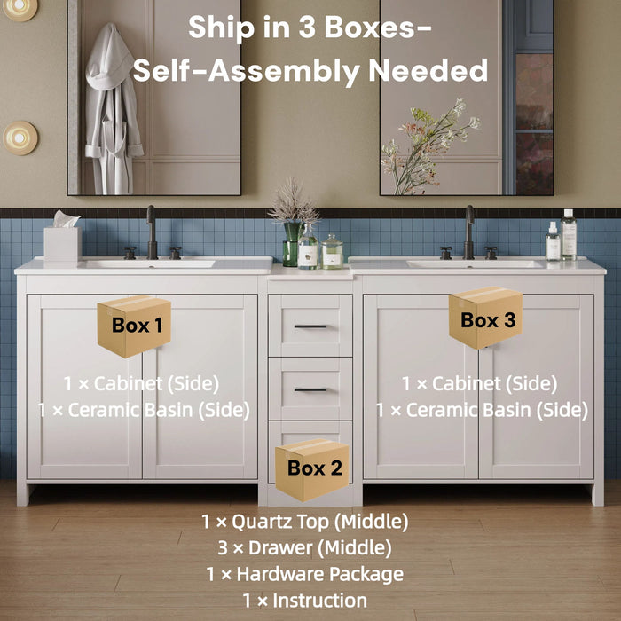 Double Sink Bathroom Vanity With Quartz Countertop