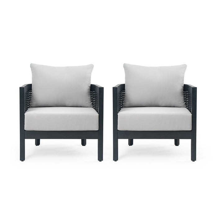 Outdoor Acacia Wood Club Chairs With Cushions