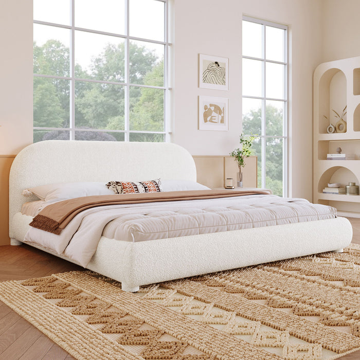 Upholstered Simple Modern Bedroom Bed With Curved Headboard