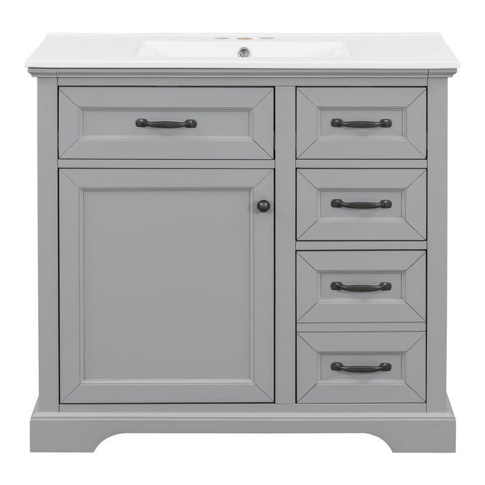 36" Bathroom Vanity With Sink, 2 Tip-Out Drawers, Soft Close Hinges