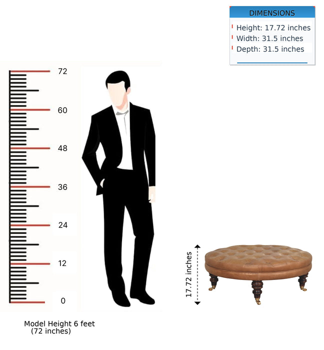 Buffalo - Round Ottoman With Castor Legs - Brown