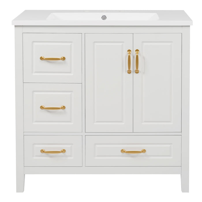 Bathroom Vanity With Sink, Soft Closing Doors & Drawers, Metal Handles