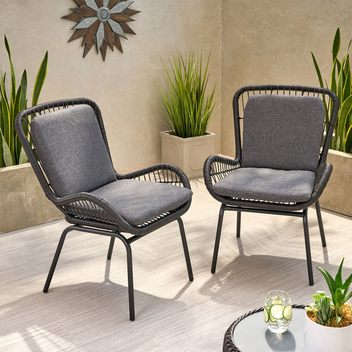 Outdoor Wicker Club Chair With Cushions (Set of 2)
