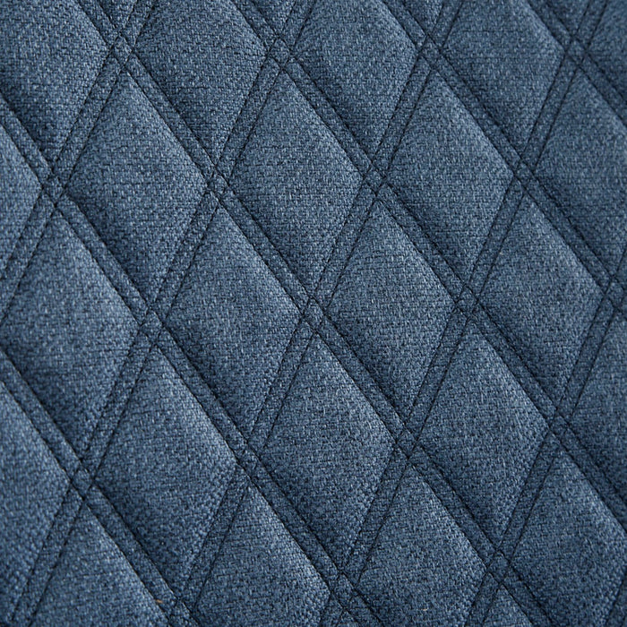 Modern Accent Chair With Quilted Back And Silver Studs - Dark Blue