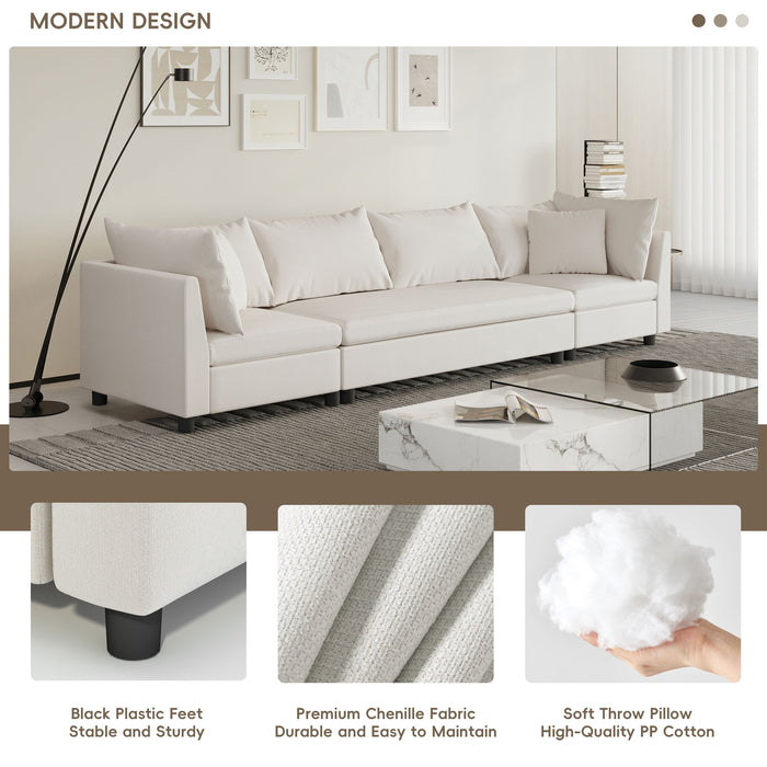 Modern Modular Sectional Oversized Couch Set With Pillows, Minimalist Style Wide Seat Comfy Sofa