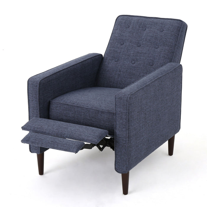 Mid-Century Modern Recliner With Button Tufted Waffle Stitch