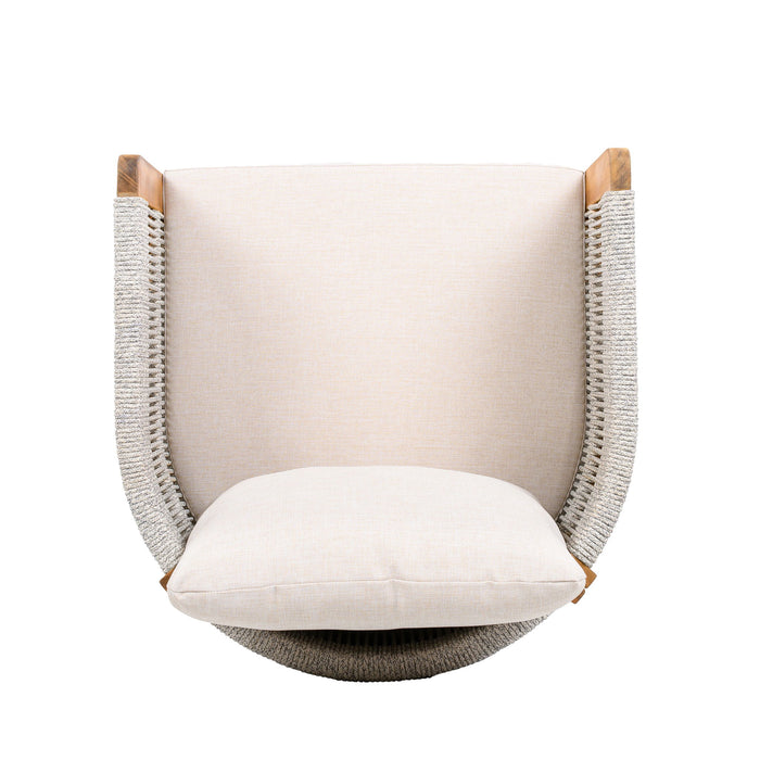 Outdoor Dining Chairs & Rope Handles (Set of 2) - Beige / Teak