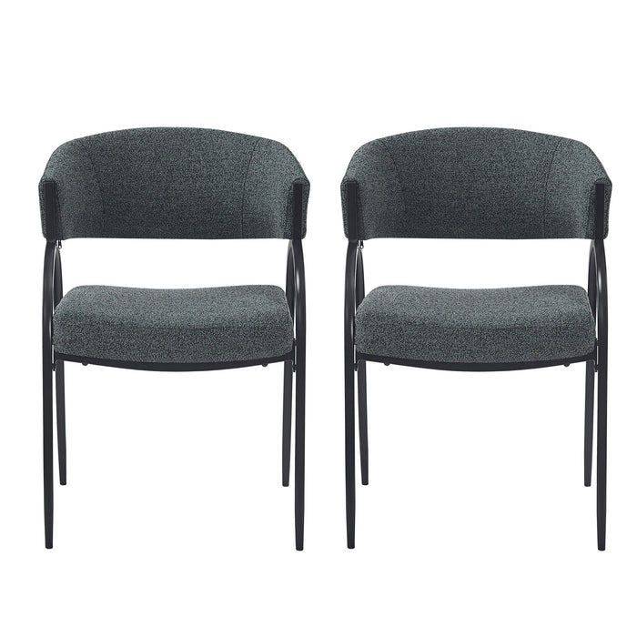 Contemporary Upholstered Dining Chairs With Metal Legs (Set of 2)