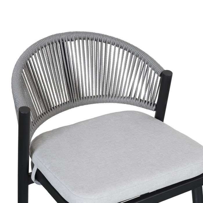 Outdoor 26" Counter Height Metal Frame Counter Stools With Scallop Shaped Backrest & Water Resistant Cushions