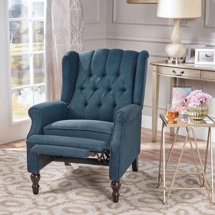 Armchair Recliner With Pushback Mechanism And Wingback Design