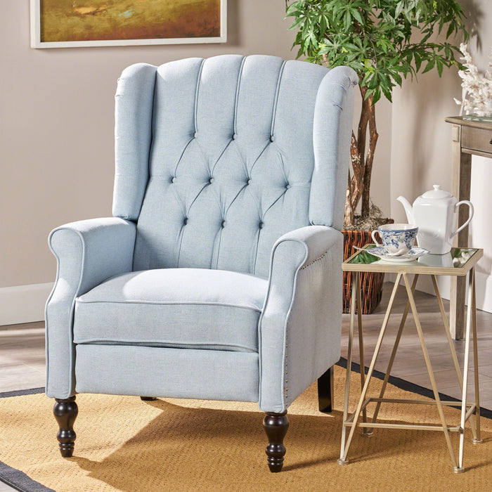 Armchair Recliner With Pushback Mechanism And Wingback Design