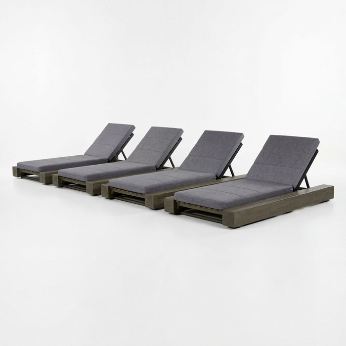 Outdoor Chaise Lounges With Water-Resistant Cushions, Adjustable Backrest