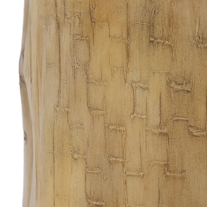 Hand Painted Wood Stump Style Outdoor Side Table - Light Brown