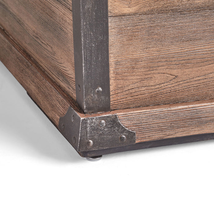 Outdoor Patio Rectangle Gas Burning Fire Pit 50, 000 Btu, Wood Pattern - Brown