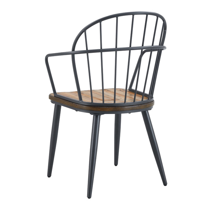 Industrial Inspired Indoor Dining Chair With Metal Legs And Birch (Set of 2) - Black / Natural