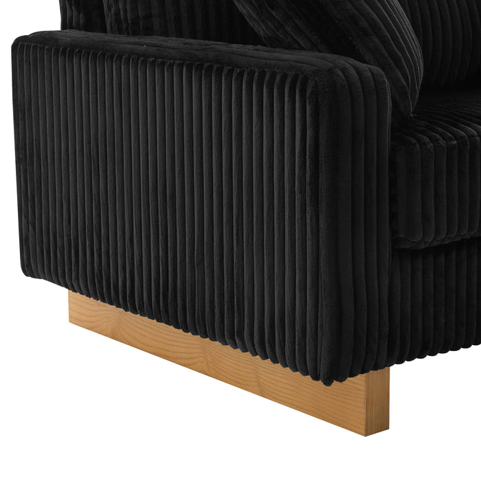 Modern Corduroy Loveseat Sofa With 4 Pillows