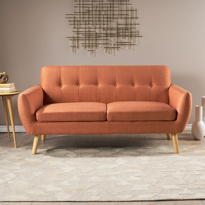 Modern Loveseat Sofa With Button Tufted Backrest