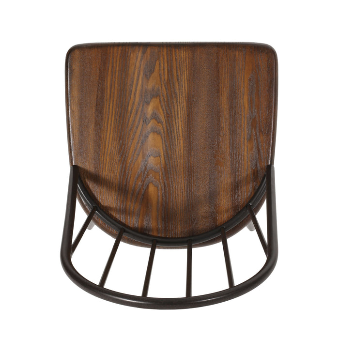 Rustic Farmhouse Style Dining Chair With Spindle Backrest - Dark Brown