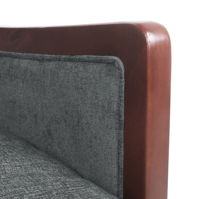 Mendota - Mid Century Modern Fabric Channel Stitch Wood Pushback Recliner - Gray