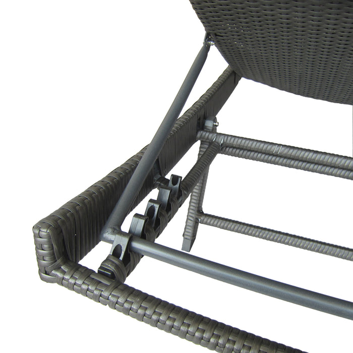 Modern Kauai Wicker Chaise Lounge With Adjustable Seat Back - Gray