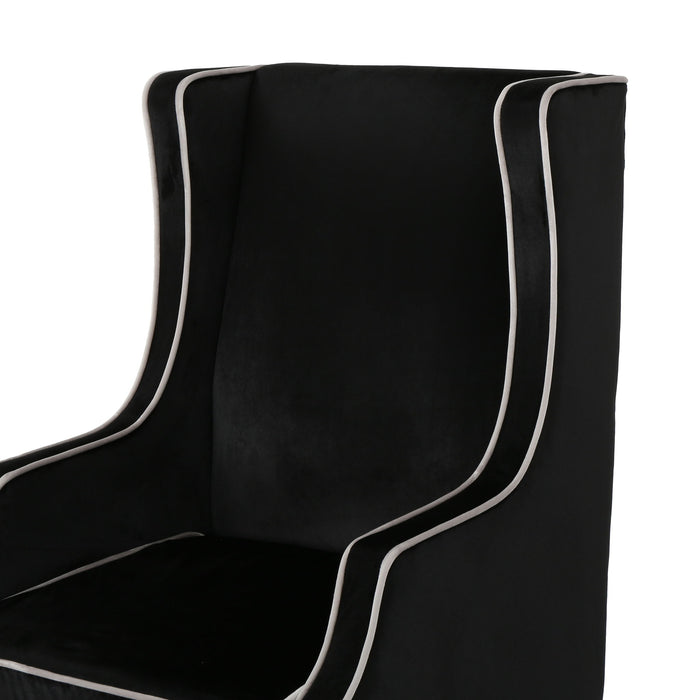 Elegant Velvet Club Chair With Tonal Piping