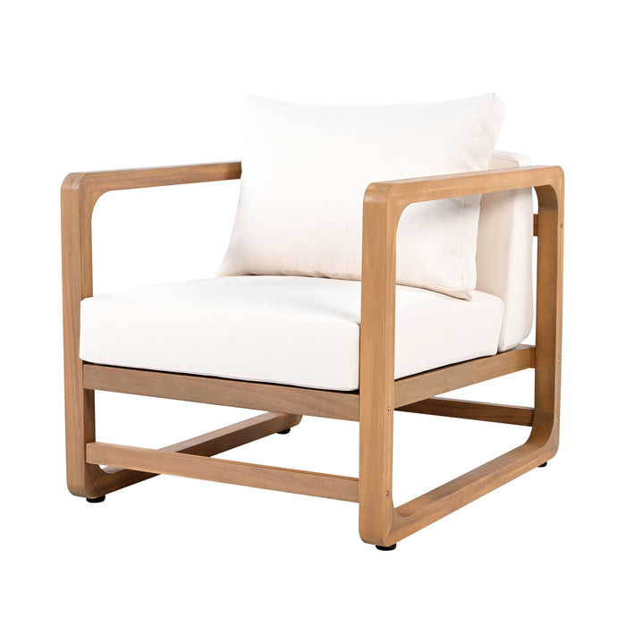 Outdoor Lounge Chair With Oversized Cushion (Set of 2) - Acacia Wood