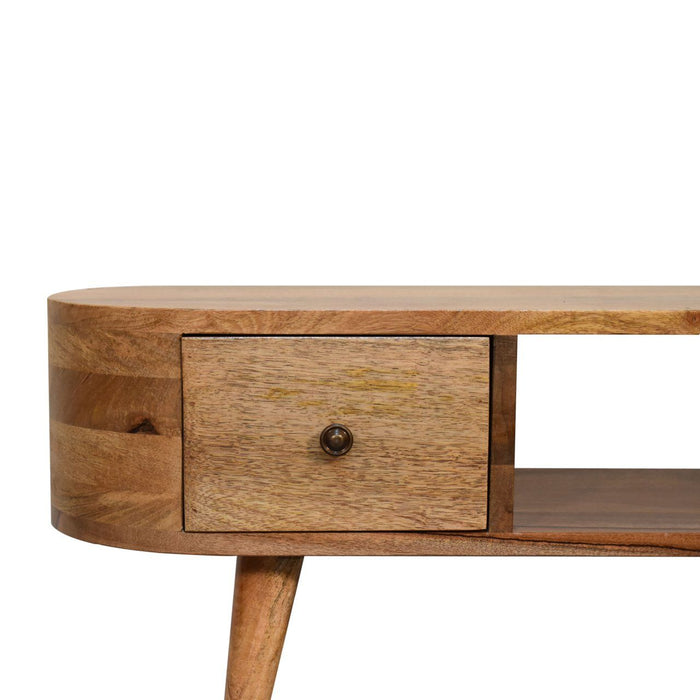 Mini Wooden Rounded Entertainment Unit - Oak