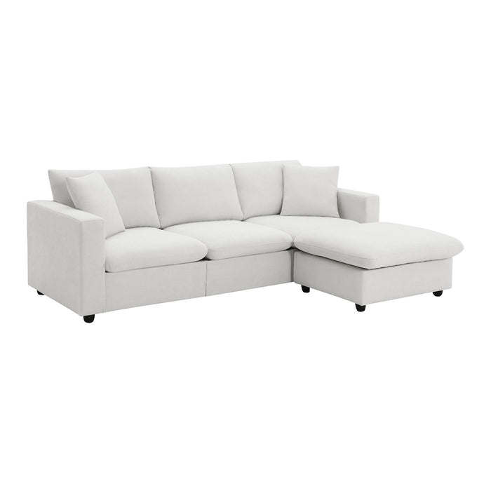 Modern Sectional Sofa With Throw Pillows, Cloud L Shaped Couch Set With Wide 4 Seat Comfy Couch Set With Movable Ottoman