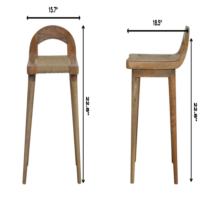 Woven Raised Back Stool - Oak