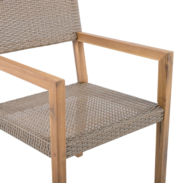 Outdoor Dining Chairs For Patios, Gardens (Set of 2) - Light Brown Multi / Light Teak