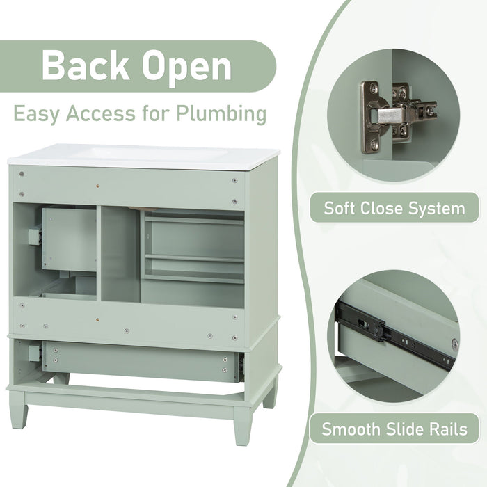 Freestanding Bathroom Vanity With Sink, Soft Close Door, 3 Drawers