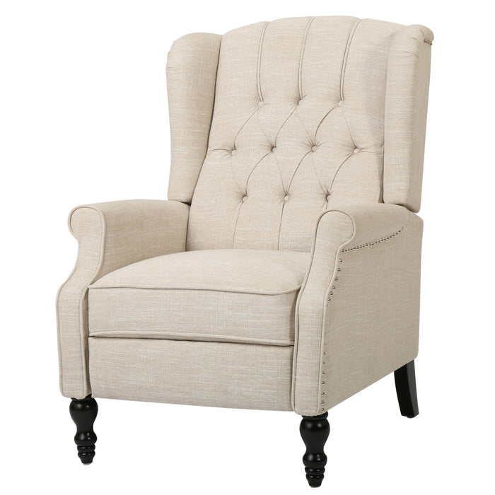 Armchair Recliner With Pushback Mechanism And Wingback Design