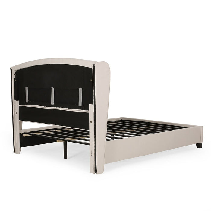 Twilight Fully Upholstered Fabric Wingback Queen Bed - Ivory
