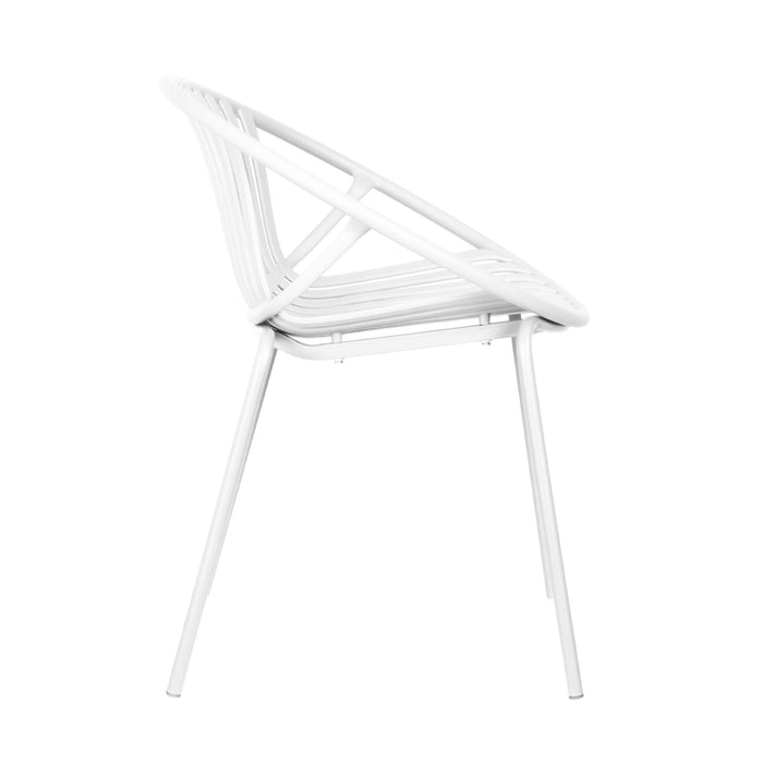 7 Piece Outdoor Modern Dining Set With Stackable Chairs