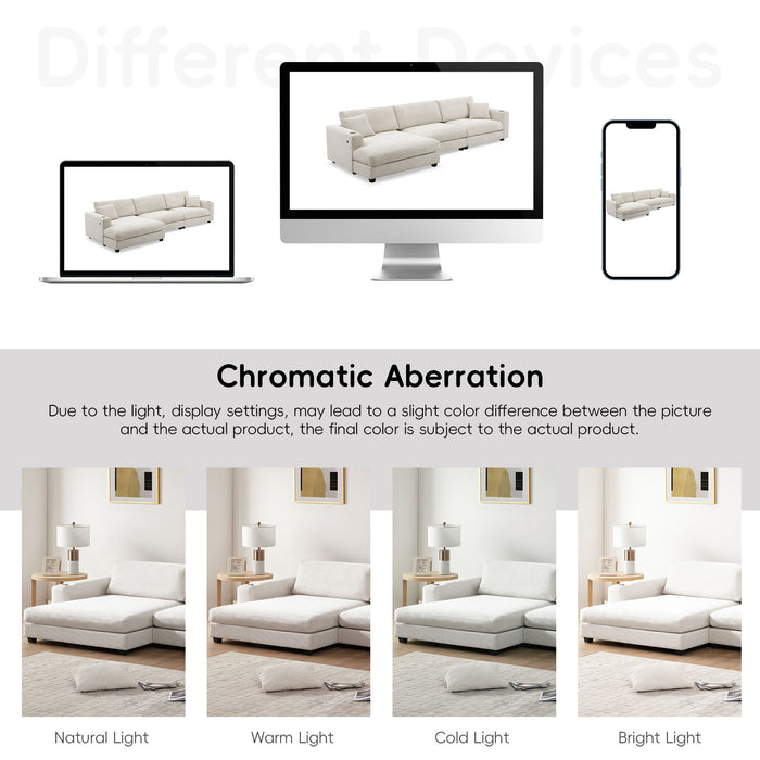 Oversized Sectional L Shaped Cloud Couch With USB Charging Port Cup Holder Deep And Wide Seat Sofa With Chaise Comfy