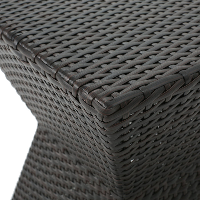 Outdoor Wicker End Table - Brown Multi