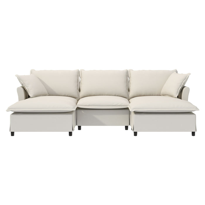 Sectional Sofa With Ottoman Cloud Couch Set With Throw Pillows, Free Combination