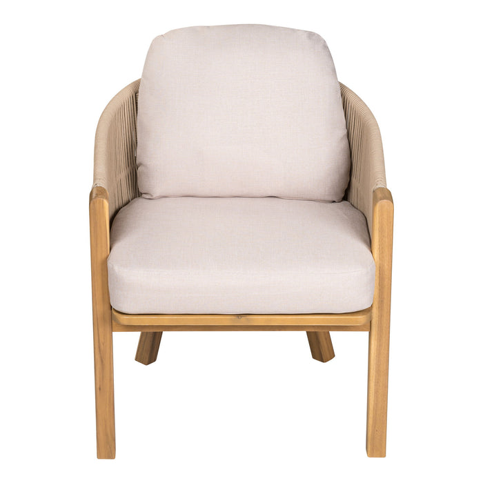 Grotta - Outdoor Dining Arm Chair (Set of 2) - Teak / Beige