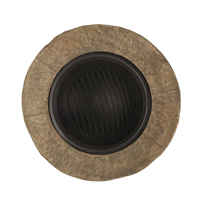Outdoor 34" Lightweight Concrete Wood Burning Fire Pit - Stone Gray
