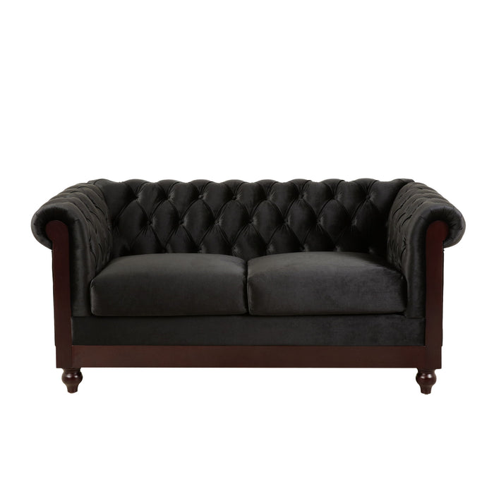 Chesterfield Velvet Loveseat Sofa, 2 Person Rolled Arm Upholstered Couch