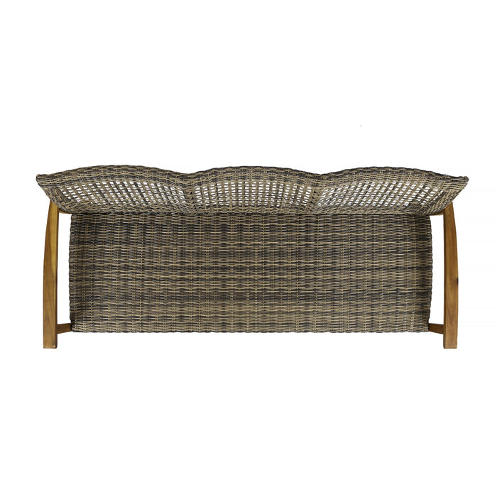 Outdoor 3 Seater Sofa With Rattan Cover - Gray