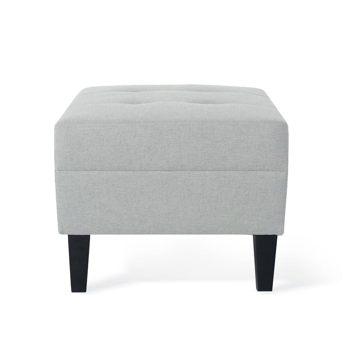 Classic Ottoman With Birch Wood Legs And Fabric Upholstery