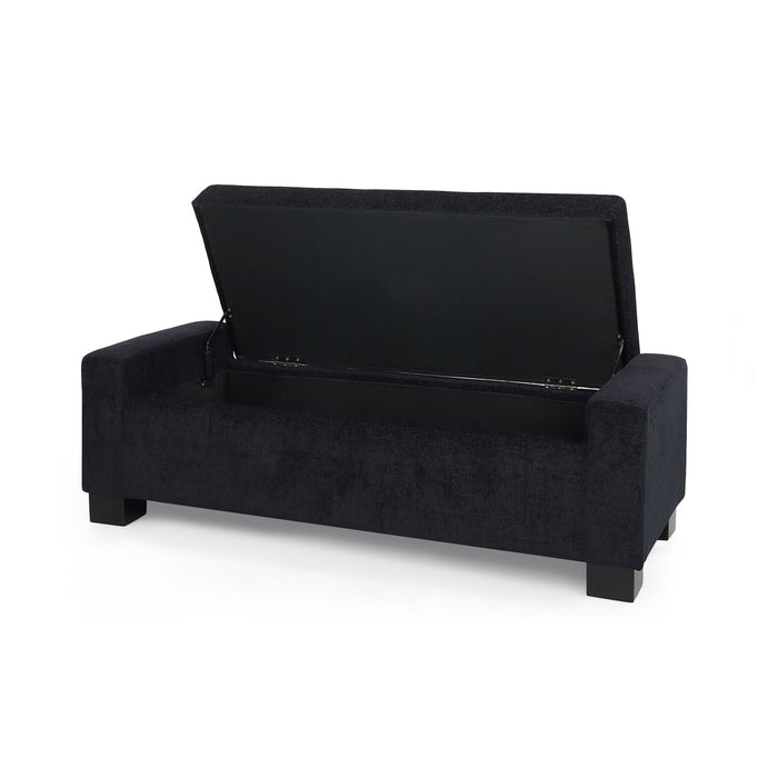 Textured Fabric Ottoman Bench With Hinged Lid