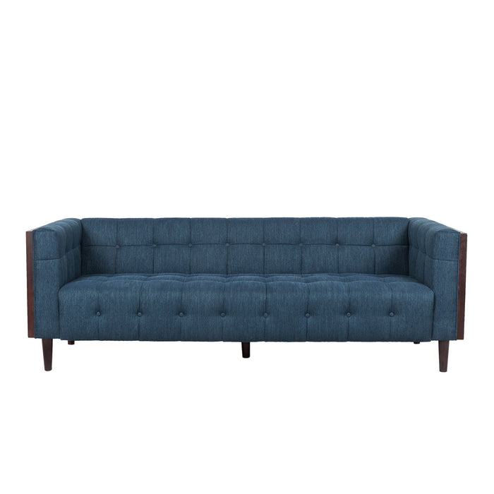Contemporary Mid-Century Charm 3 Seater Sofa With Button Tufted Waffle Stitching