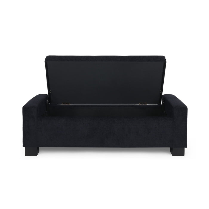 Textured Fabric Ottoman Bench With Hinged Lid